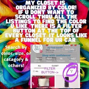 Use filter button to search by color, brand